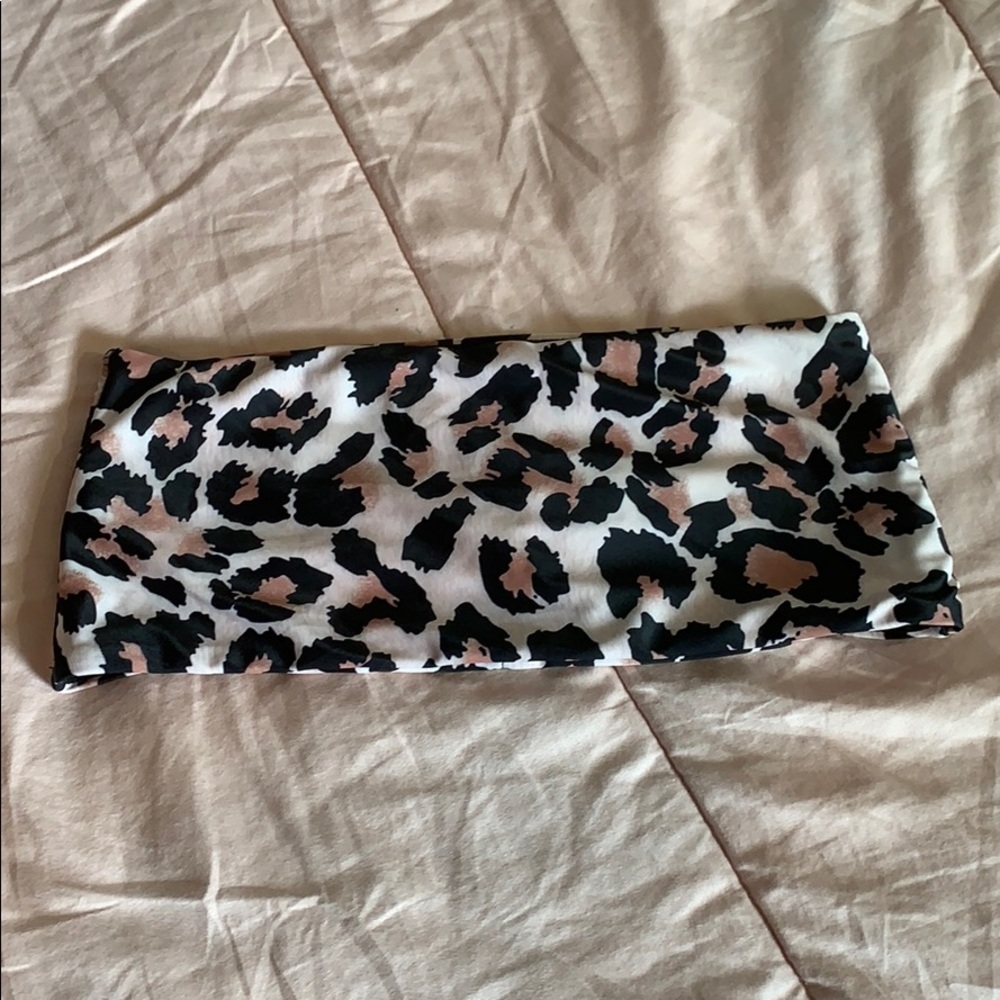 Cheetah Print Bandeau Bikini Top